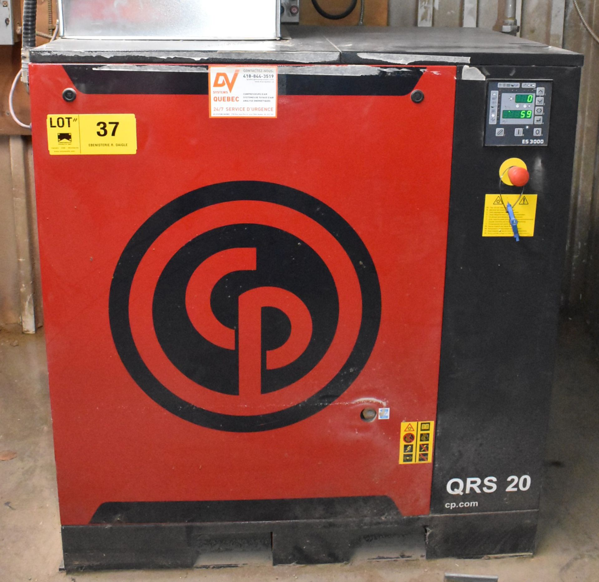 CHICAGO PNEUMATIC (2014) QRS20HP 20 HP AIR COMPRESSOR WITH 132 PSI SERVICE PRESSURE, 575V/3PH/