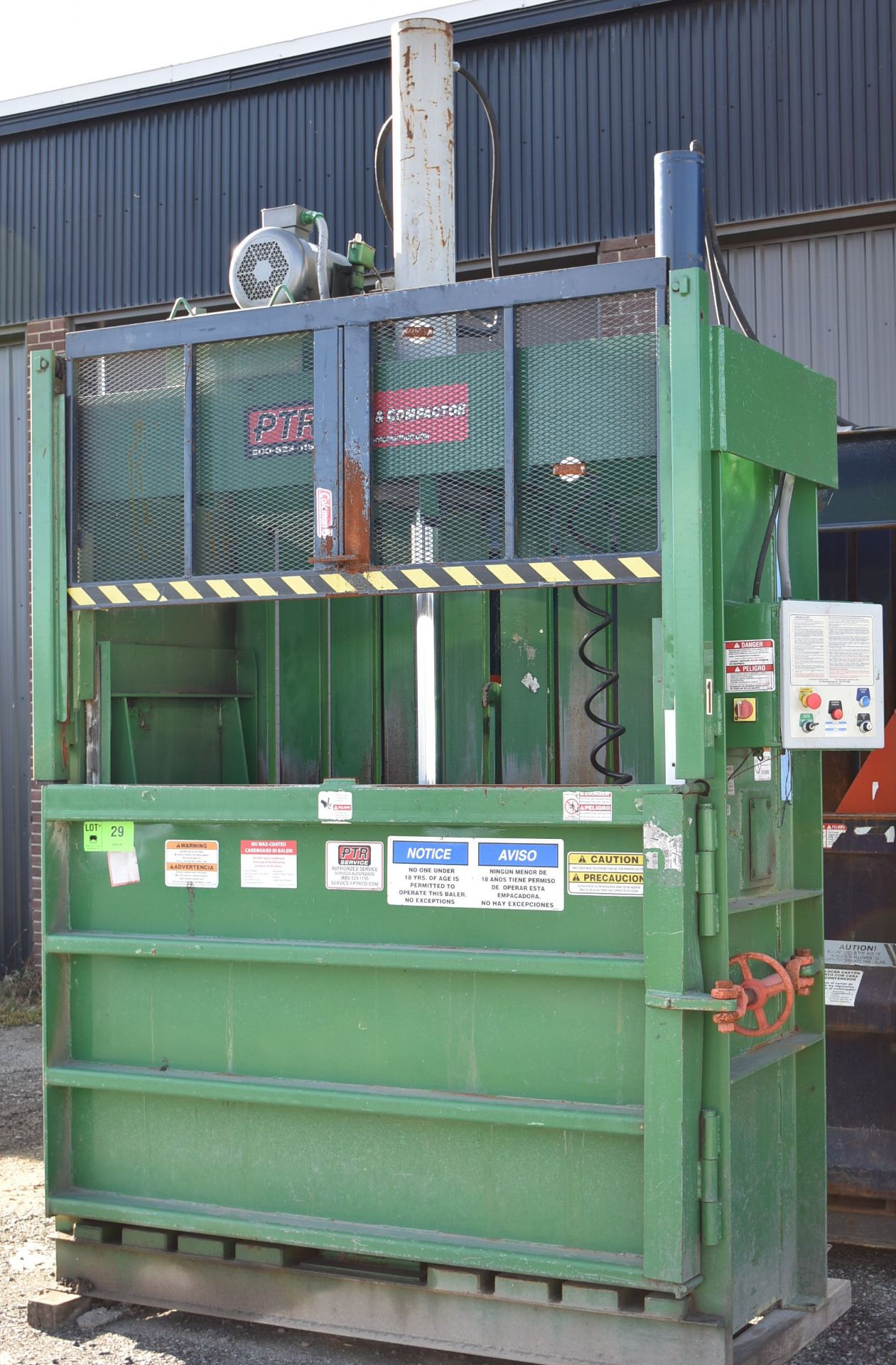 J.V. MFG (2007) CRAM-A-LOT DBR-72-H VERTICAL HYDRAULIC CARBOARD BALER, 460V/3PH/60HZ, S/N BD13710-08 - Image 2 of 5