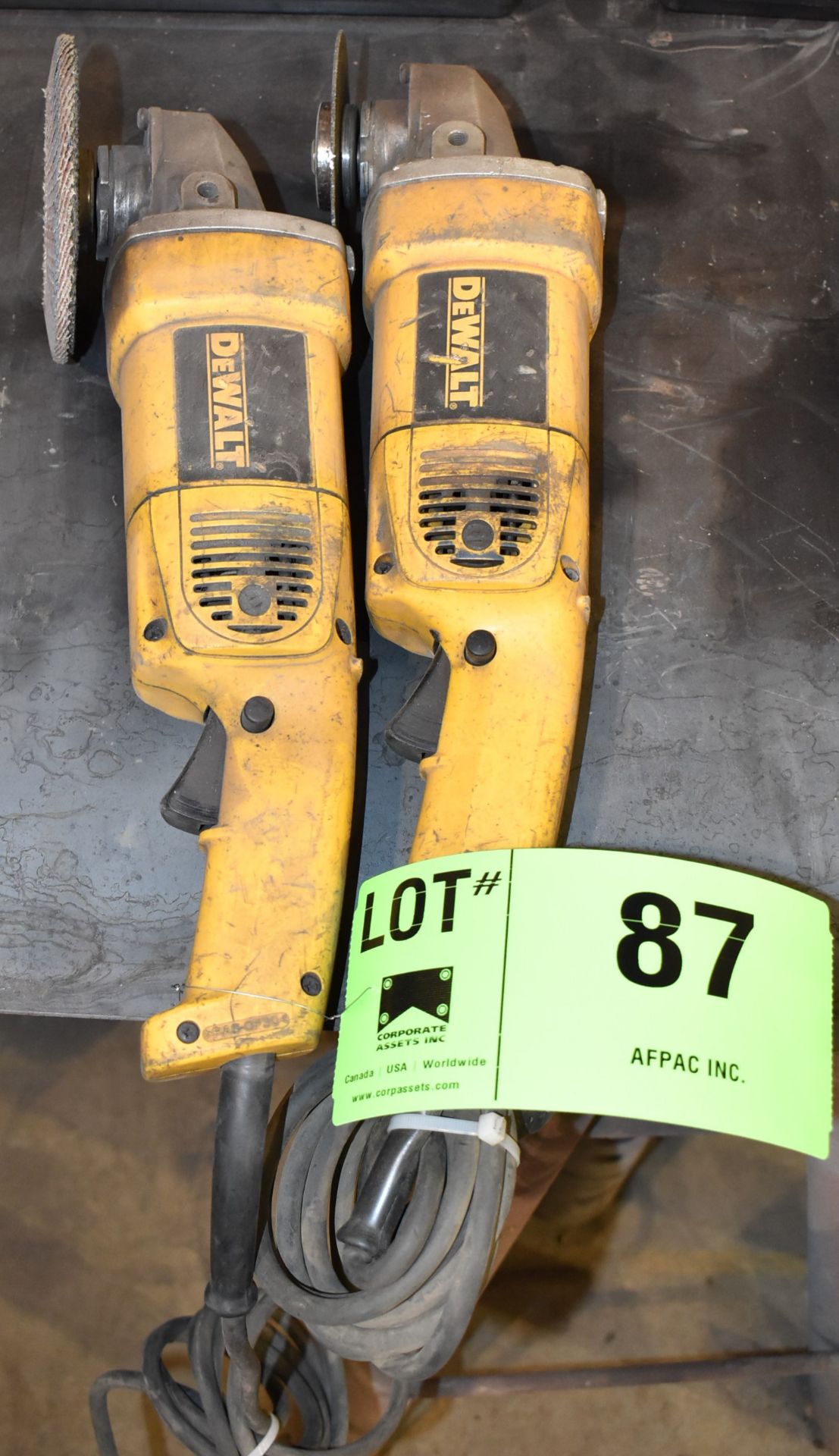 LOT/ (2) DEWALT ELECTRIC ANGLE GRINDERS