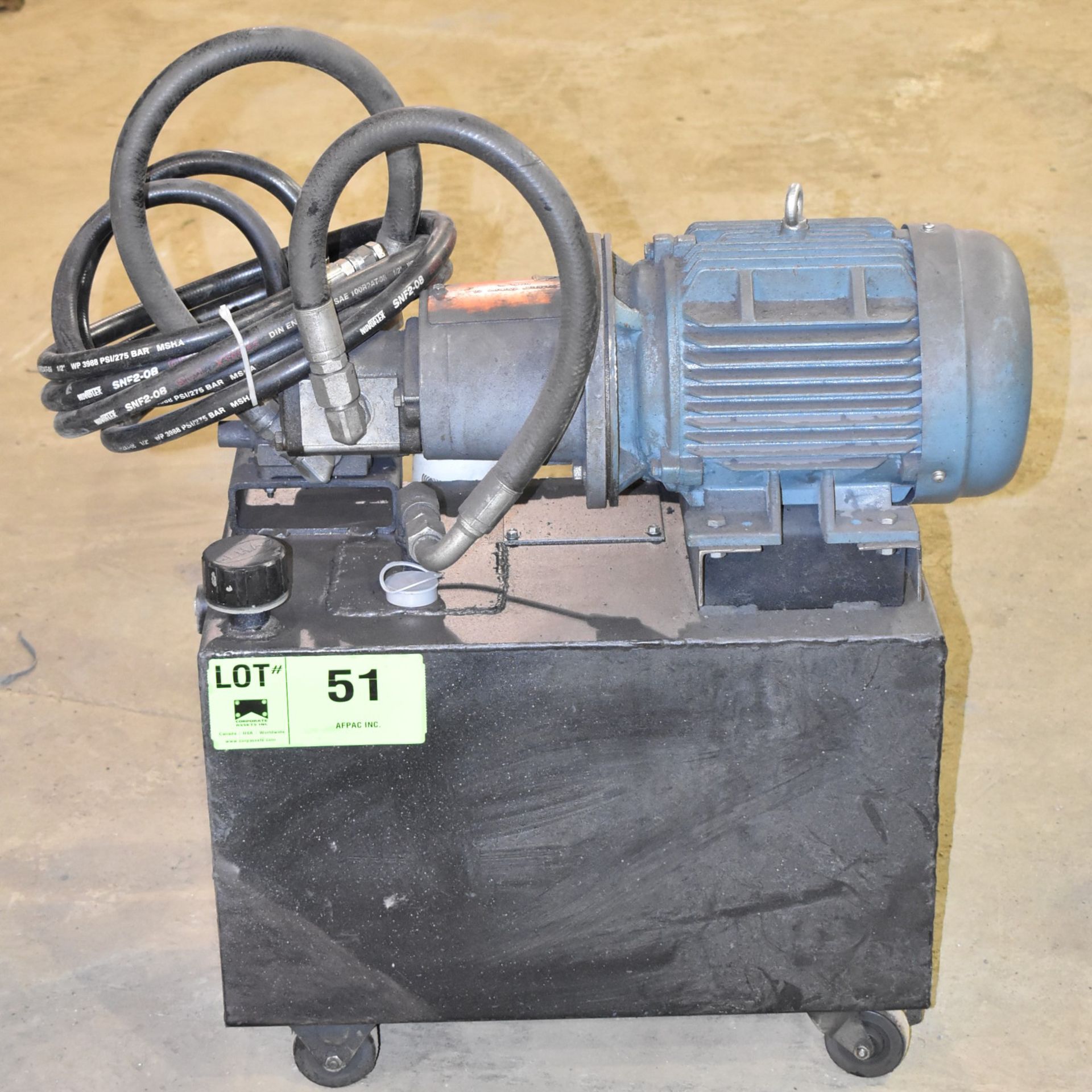 PORTABLE HYDRAULIC POWER PACK WITH 5 HP MOTOR, S/N N/A