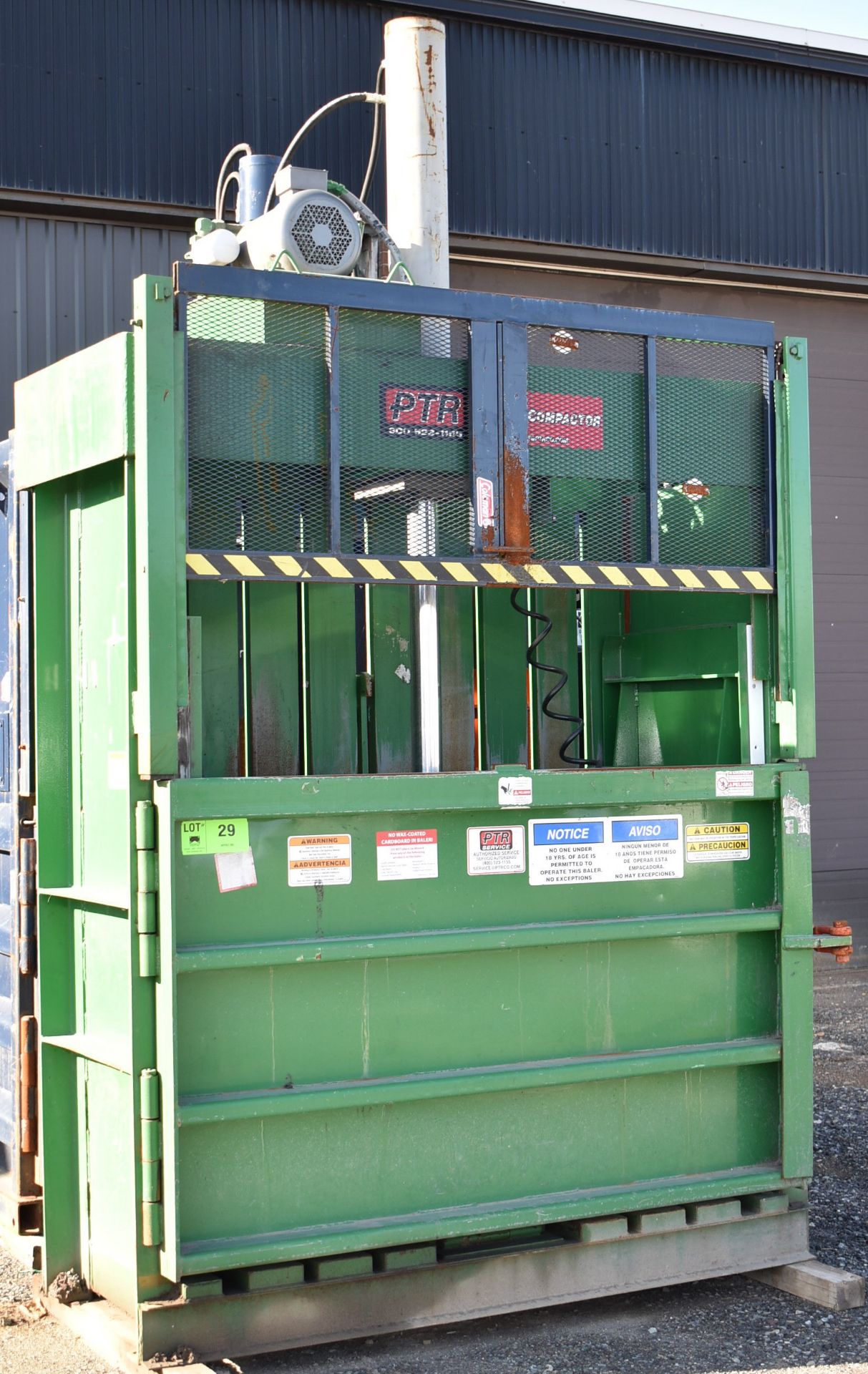 J.V. MFG (2007) CRAM-A-LOT DBR-72-H VERTICAL HYDRAULIC CARBOARD BALER, 460V/3PH/60HZ, S/N BD13710-08