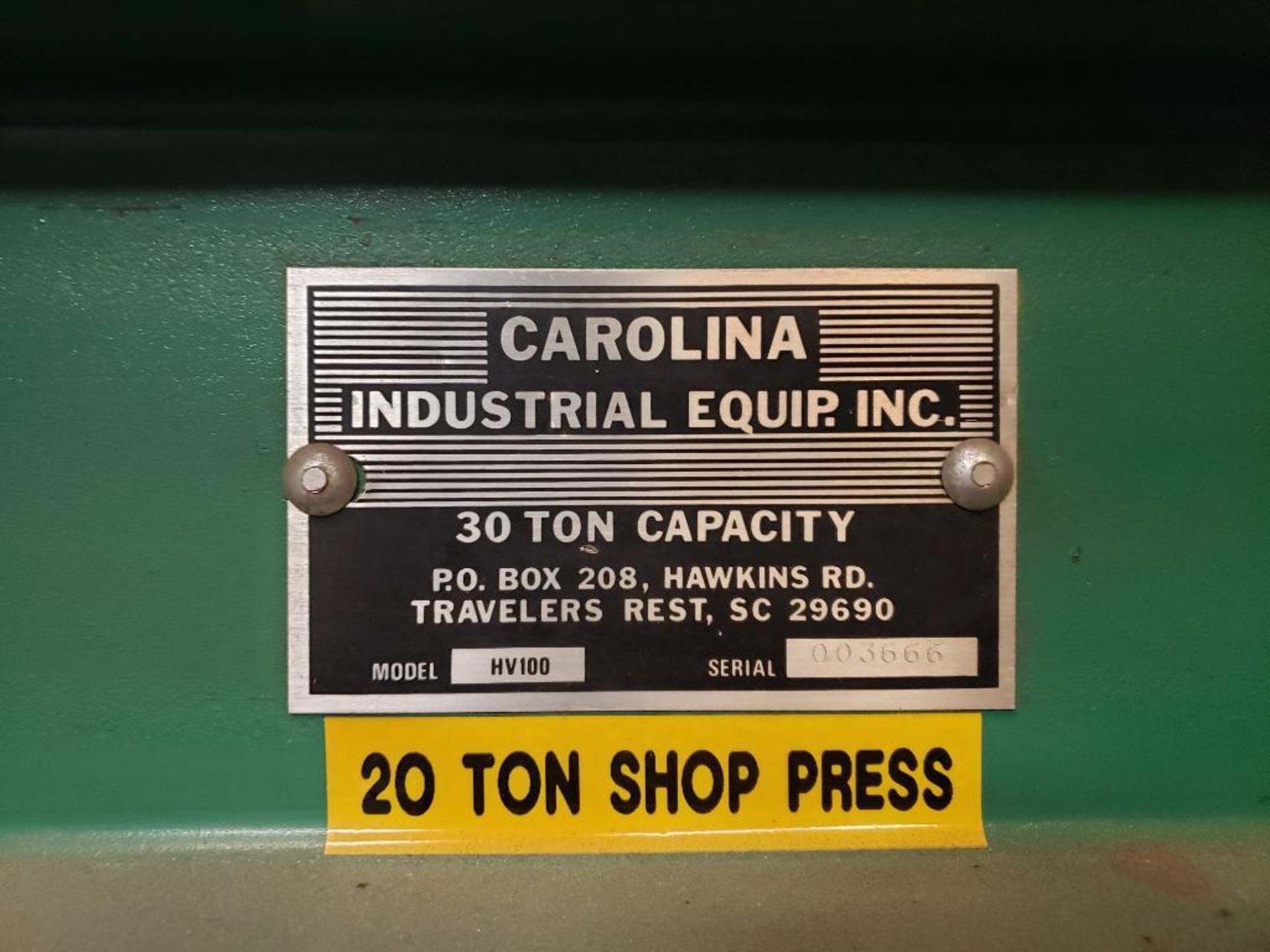 Carolina Industrial H-Frame Press - Image 2 of 2