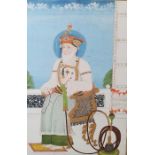 Early 19th century Indian school  Watercolour heightened study  Portrait study of the Mughal Emperor