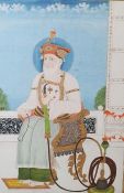 Early 19th century Indian school  Watercolour heightened study  Portrait study of the Mughal Emperor