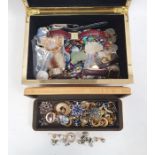 Quantity of costume jewellery to include lady's wristwatches, beads, brooches, etc and a small