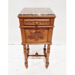 Marble-topped bedside cabinet Condition Report 87cm H x 38cm W x 38cm D Loss to front carved