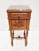 Marble-topped bedside cabinet Condition Report 87cm H x 38cm W x 38cm D Loss to front carved