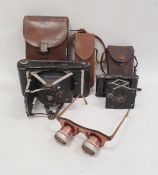 Dr Wohler, Saar Sportscope binocular jeweller's glasses in leather carrying case and two folding