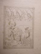 Claude Zographos (contemporary)  Etching Medieval knight jousting, with onlookers, signed lower left