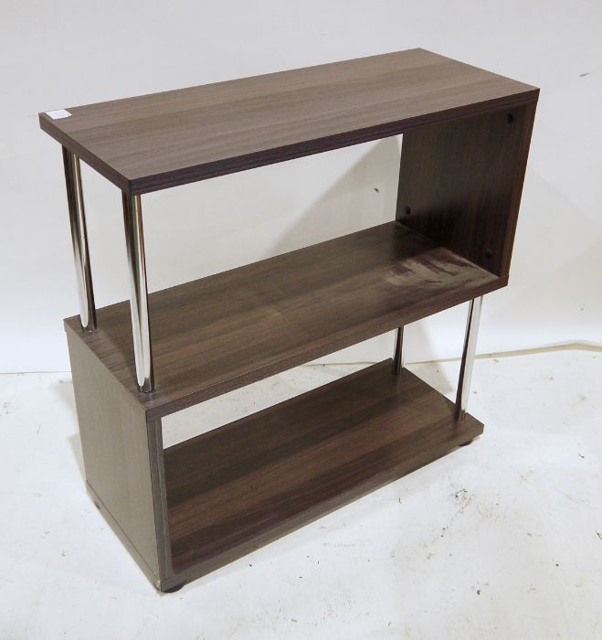 Modern shelving three shelf unit in veneered wood effect finish, 75cm x 75cm