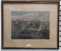 After Henry Alken  Coloured engravings  The First Steeplechase on Record, plates 1, 2, 3 and 4,