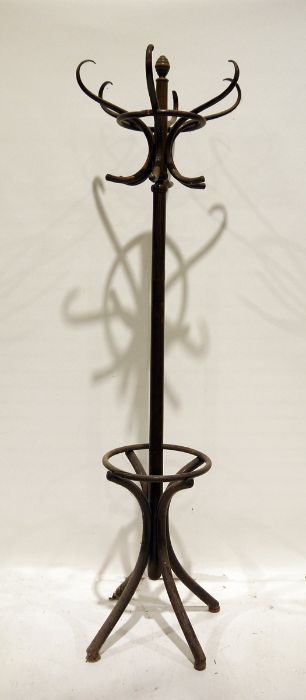 Bentwood hat and coat stand and two occasional tables, one on barleytwist supports, the other on