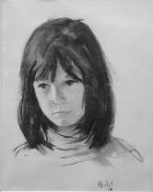 Nick Bashall (b. 1956) Charcoal and wash Pair of portrait studies of children, indistinctly signed