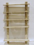 Antique Scandinavian cream painted wall-hanging five-shelf unit, 128cm x 79.5cm