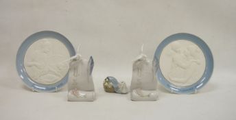 Two Lladro Society scroll plaques, a group of ducklings, No. 04895, and two Dia de la Madre, 1975