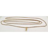 14ct gold guard chain, multiple herringbone link pattern with 18 ct gold clip, approx. 38g Condition