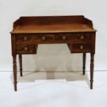 Late 19th/early 20th century mahogany washstand with three-quarter galleried top, four assorted