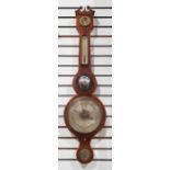 19th century mahogany banjo barometer, marked indistinctly by the maker and marked 'Eyre St Hill'