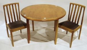 Mid century modern Meredew teak extending table and six chairs on turned supports (7)