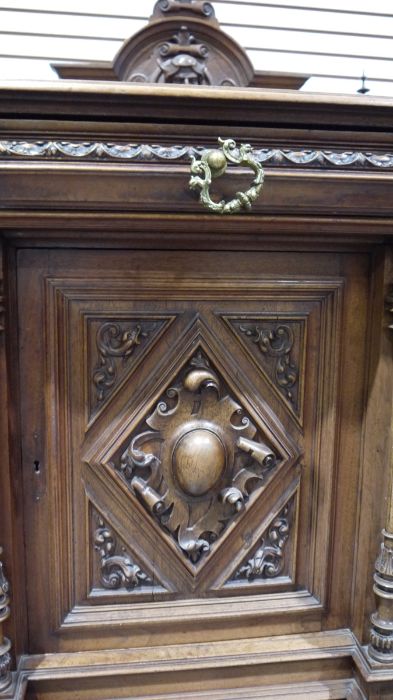 Victorian mahogany Renaissance revival sideboard, the back board with carved jester's mask - Image 5 of 5