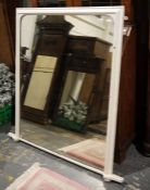 19th century painted overmantel mirror, the rectangular plate with rounded top corners, in a moulded