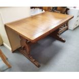20th century oak extending dining table on end standard supports (137x84x76cm)