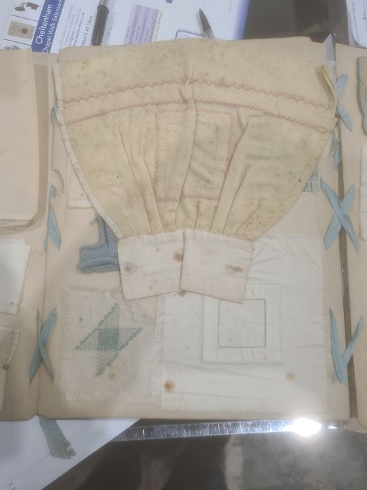 Victorian needlework and embroidery scrapbook of samples, quantity of UK Ordnance Survey Maps, - Image 5 of 6