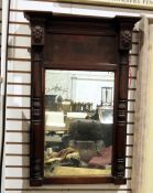 19th century mirror with mahogany frame and rectangular plate