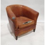 20th century brown leather office tub chair by Chesters