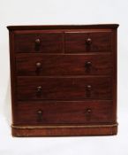 Late 19th century mahogany chest of two short over three long drawers, the rectangular top with