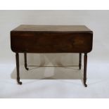 Late Victorian mahogany Pembroke table on turned supports to brown china castors