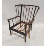 Mid-century dark stained stickback armchair  Condition Reportphoto attached