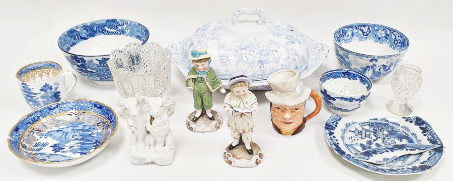 Collection of Staffordshire pottery and other items, 19th century and later, including a shaped