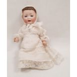 German Hertel Schwab bisque baby doll with sleeping blue eyes and open mouth, No152/0, 26cm high,