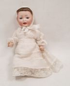 German Hertel Schwab bisque baby doll with sleeping blue eyes and open mouth, No152/0, 26cm high,