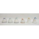 Collection of six Lladro commemorative bells, in blue or pink, each dated 1983 through to 1998, each