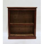 Late 19th/early 20th century mahogany bookcase with adjustable shelves, on plinth base, 91cm x 100.