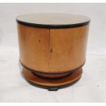 In the manner of Ray Hille, circa 1930, Art Deco cocktail cabinet of circular form, veneered in