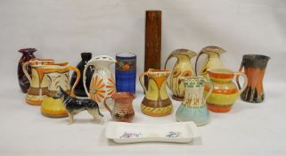 Large collection of Art Deco and Studio pottery including a collection of Myott, Son & Co. jugs in