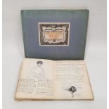 Early 20th century sketch book, with assorted copies after the originals in pencil and watercolours,