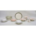 Collection of English pottery and porcelain tablewares, comprising a pottery circular pierced bowl