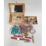 Collection of costume jewellery, including coloured glass beaded necklaces, turquoise beads, lady'