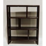 Eastern hardwood shelving unit, 98cm x 125cm