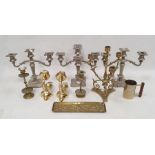 Electroplate and brassware to include candelabra, tray, etc (2 boxes)