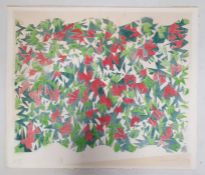20th century school Colour block print  Greens and reds, artist's proof' indistinctly signed in