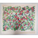 20th century school Colour block print  Greens and reds, artist's proof' indistinctly signed in