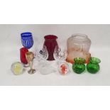 Collection of coloured glassware and other items including a set of Edinburgh crystal glasses,
