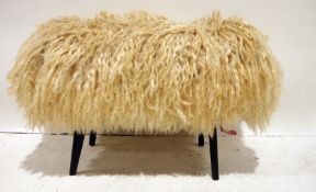 20th century Maria V Lincoln Longwool sheepskin stool (sourced from Risby sheep in Grimsby), on four