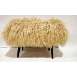 20th century Maria V Lincoln Longwool sheepskin stool (sourced from Risby sheep in Grimsby), on four