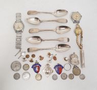 Set of four George IV silver teaspoons, fiddle pattern, Exeter 1824, maker William Hope, silver